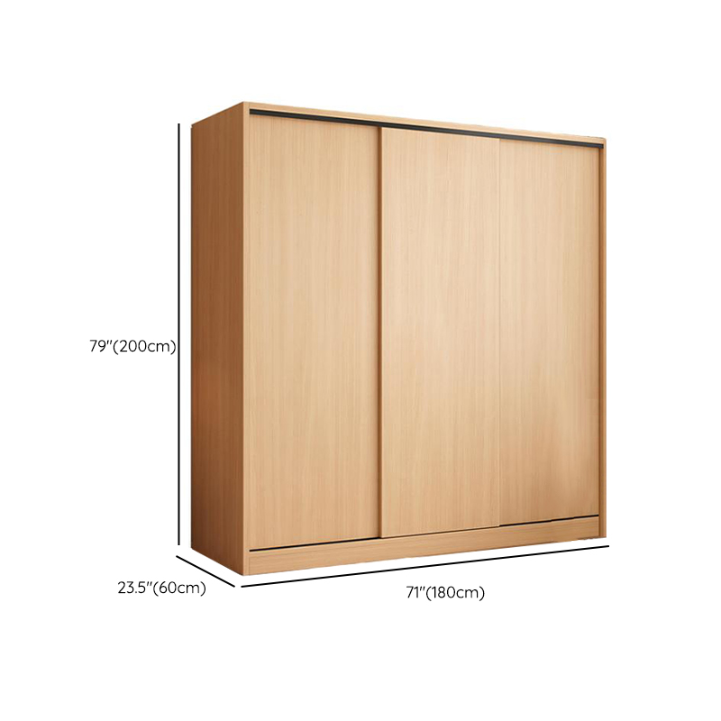 Wood Grain Minimalist Natural Wood Wardrobe Closet with Interior Shelves and Clothing Rod - image 11