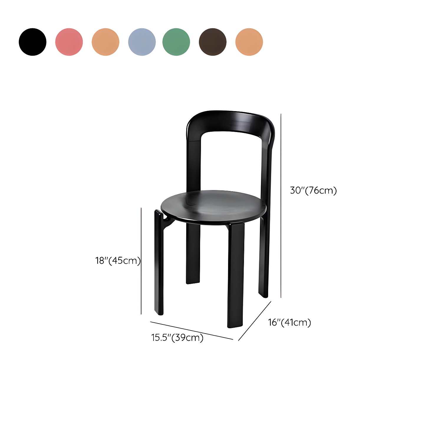 Scandinavian Natural Wood Armless Kitchen Chair 15.3inch Wide Non-Swivel 1 Piece - image 44