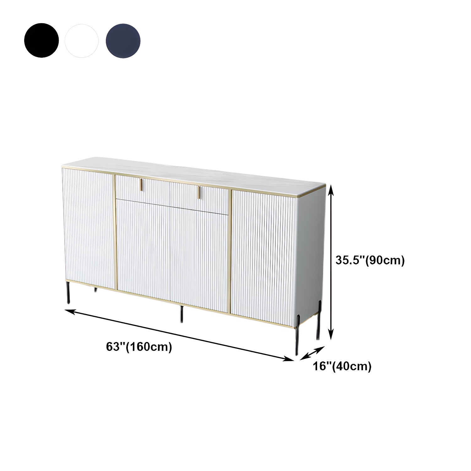Glam Style Buffet Sideboard Sintered Stone Top Server with Door and Drawer - image 19
