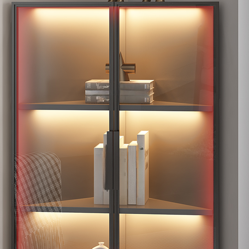 Dove Grey Scratch-immune Corner Accent Cabinet with Cabinet, Glass-panel Door, Adjustable Shelving and Handle Bars - image 8