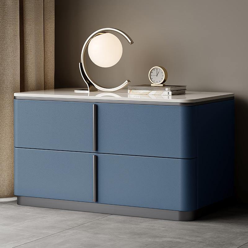 Modish Drawer Storage Bedside Table with 2 Drawers and Sintered Stone Countertop - image 5