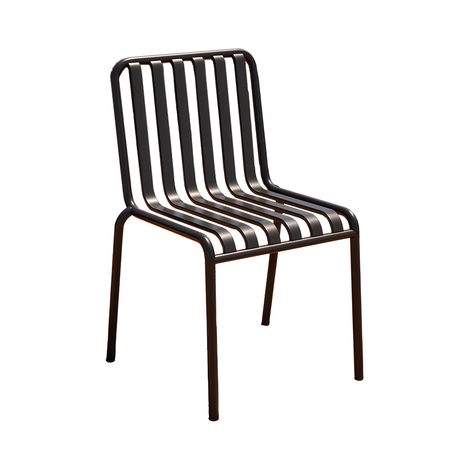 Contemporary Metal Patio Dining Side Chair Slat Back Side Chair