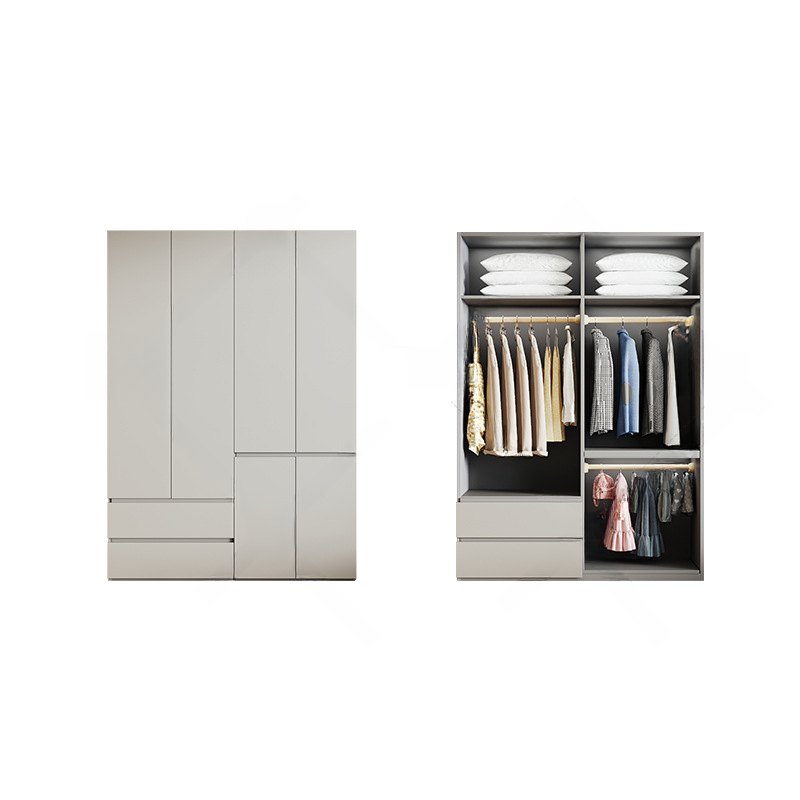 Cream Trendy Reclaimed Wood Wardrobe Armoire with Soft Close Drawer, Soft Close Door, Interior Shelves, and Clothing Rod - image 31