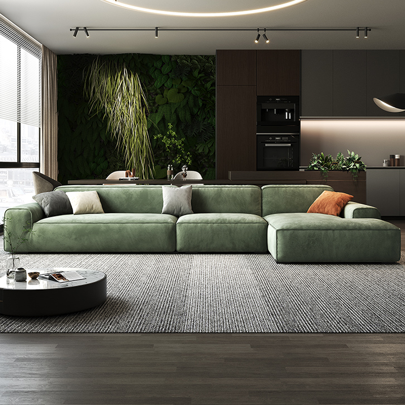 Living Room Use L-Shape/Straight Pine Green Right Hand Facing/Horizontal Sofa Chaise/Sofa with Concealed Support - image 9