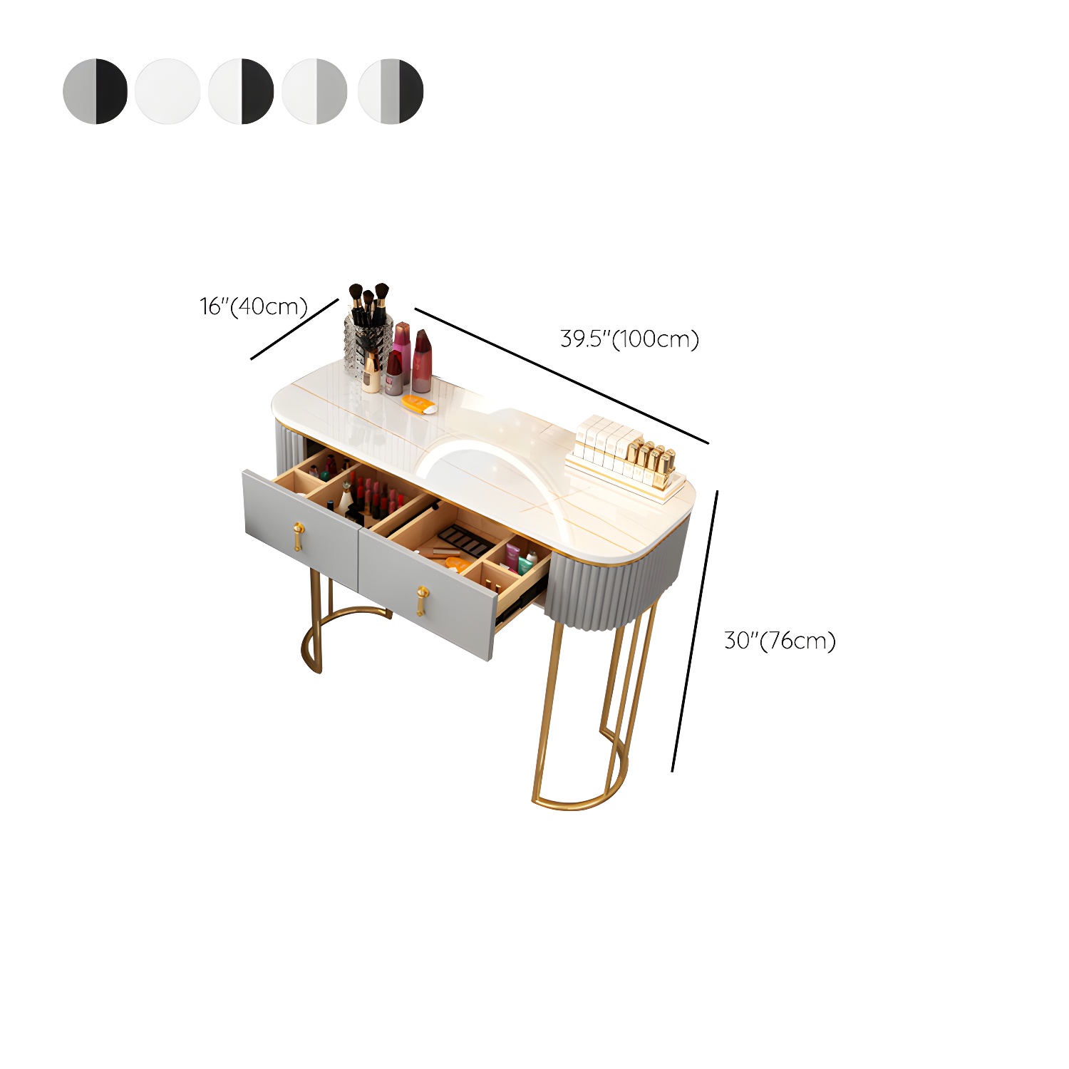 Lighted Mirror Makeup Vanity Storage Box Vanity Dressing Table for Bedroom - image 20
