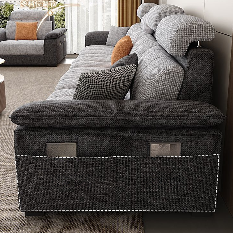 Straight Scratch-repellent Sofa with Side Pocket and Horizontal Flared Arm, Includes 1 Ottoman - image 7