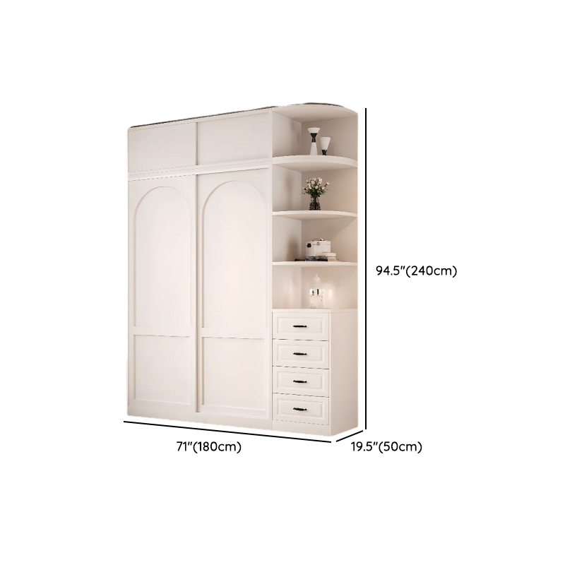 Contemporary White Engineered Wood Cabinet Armoire with Multiple Drawers, Interior Shelves, and Hanging Rod - image 29