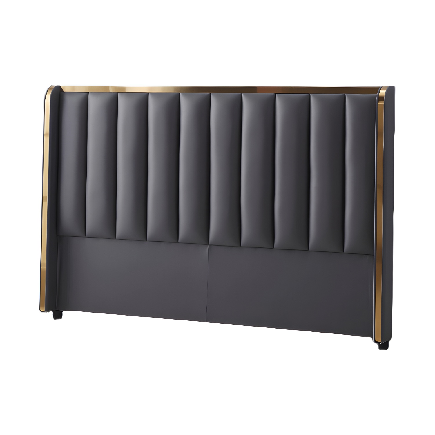 Modern Upholstered Leather Wingback Headboard with Wood Legs and Rectangular Shape - image 9