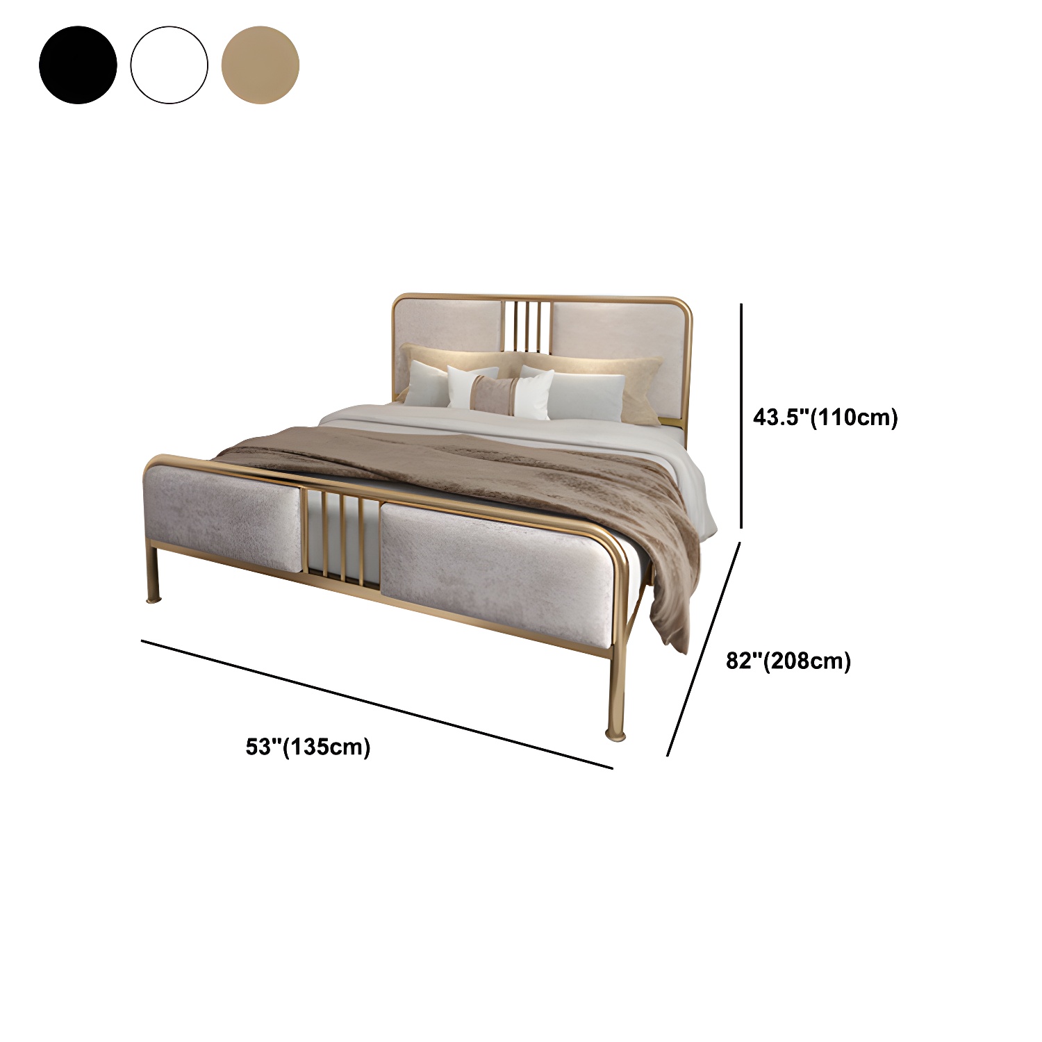 Glam Metallic Open-Frame Bed with Fabric Upholstered Headboard - image 14