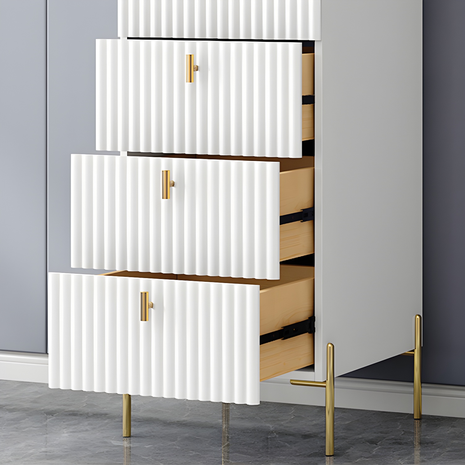 Modern 3-Cabinet Feature Wood Wardrobe Armoire with Hinged Door Mechanism - image 11