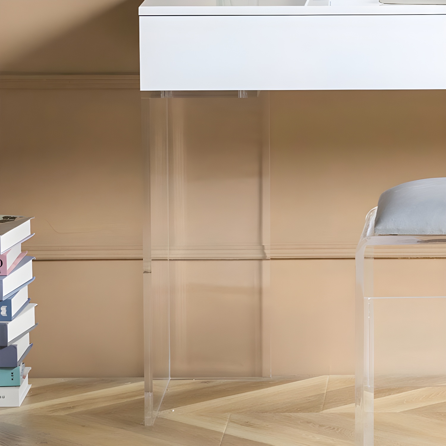 Contemporary Acrylic Vanity Desk 2-Drawer Vanity Dressing Table - image 10