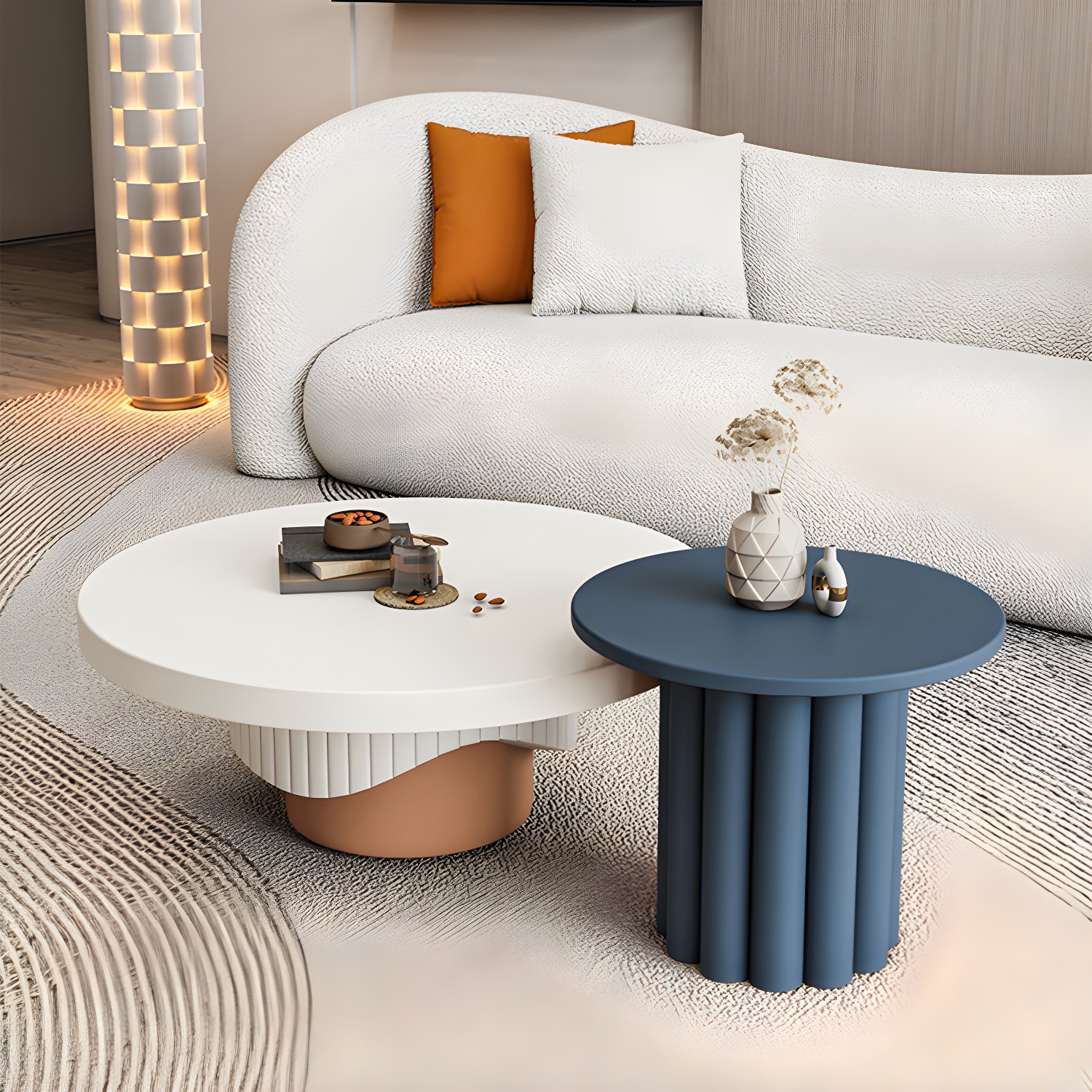 Pedestal Round Coffee Table Set Modern Minimalist Cocktail Table - image 6