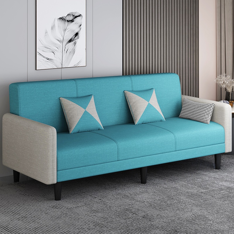 Trendy Solid Color Stain Resistant Standard Sofa in Grey/Cerulean/Beige with Arm, 4-seater/Seats 3 and 2 Pillows