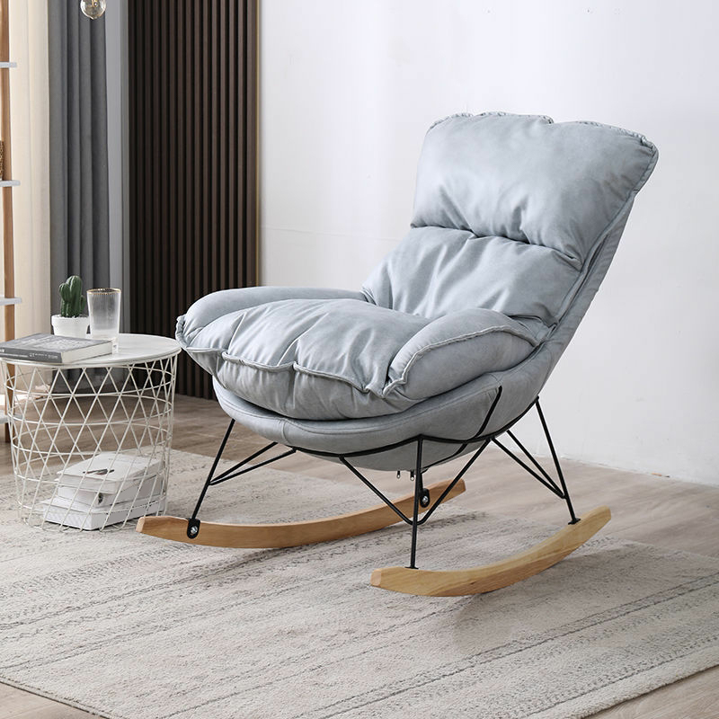 Stationary Rocker for Nursery Natural Wood Finish with Ottoman and Rear - image 4