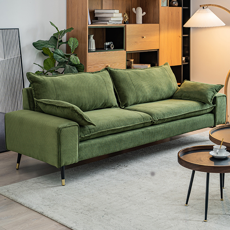Modern Olive Green/Ink/Lemon Color Solid Color Leather/Corduroy Sofa Couch for Seats 4/Seats 3/Seats 2 - image 10