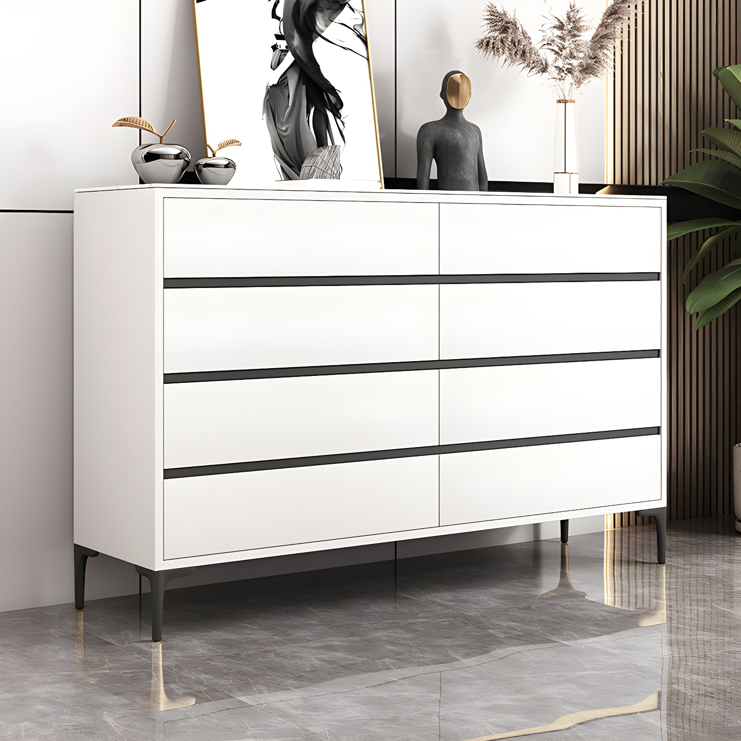 Glam Vertical Stone Storage Chest Bedroom Chest with 8 Drawers - image 2