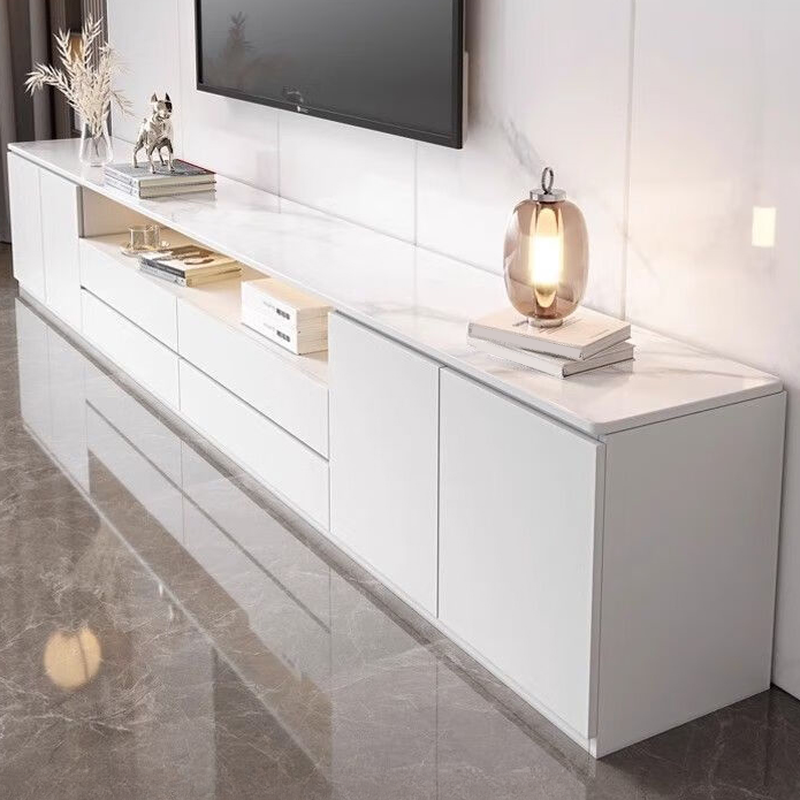 Sleek Vitreous Rectangular TV Stand with Door - image 5