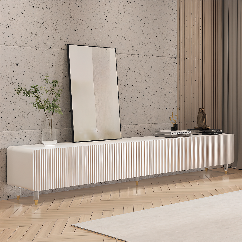 Art Deco Wood Veneer TV Stand with 3/4 Drawers and Cable Management - image 4