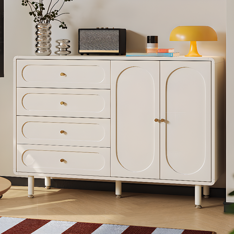 Chalk Casual Particle Board Wood Console Dresser with 5/4 Drawers, Hutch, 3 Interior Shelves, Horizontal - image 2