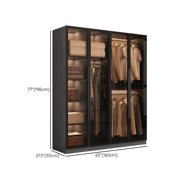 Ink-Colored Manufactured Wood Detached Wardrobe Closet with Soft Close Drawer, Door, Interior Shelves, and Clothing Rod - image 12