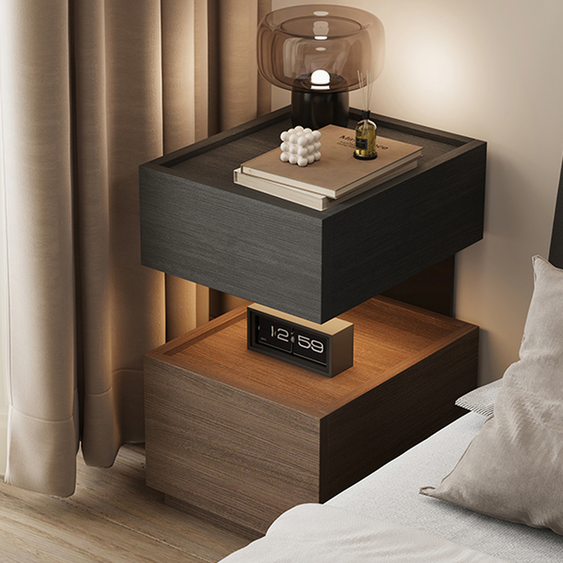 Modish Nightstand With Drawer Organization Featuring 2 Drawers, 1 Shelf, and Lumber Countertop - image 9