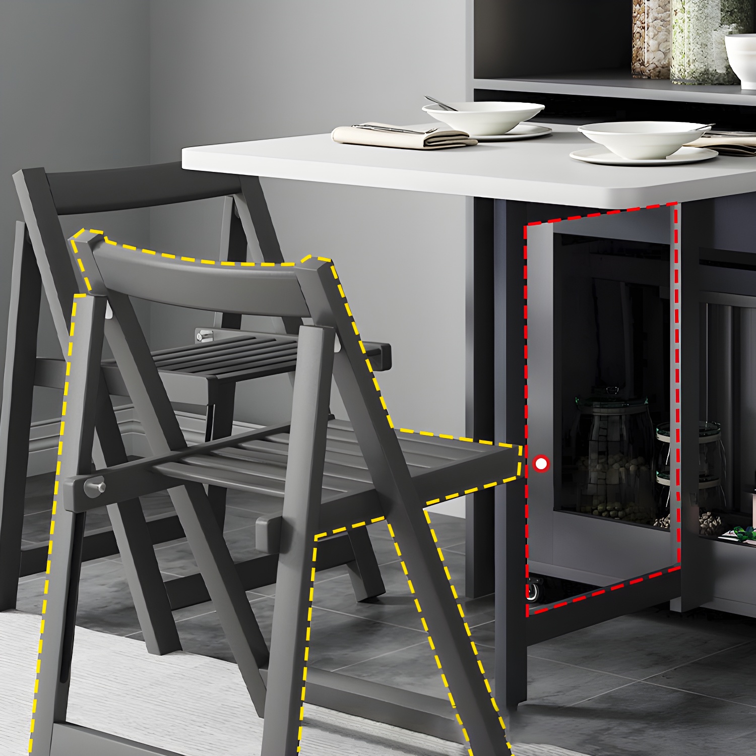 1/3/5 Piece Rectangle Shape Dining Room Furniture Set in Gray and Black - image 9