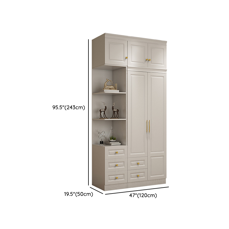 White Minimalist Lumber Wardrobe Closet with Soft Close Drawer, Soft Close Door, Interior Shelves, and Clothing Rod - image 24