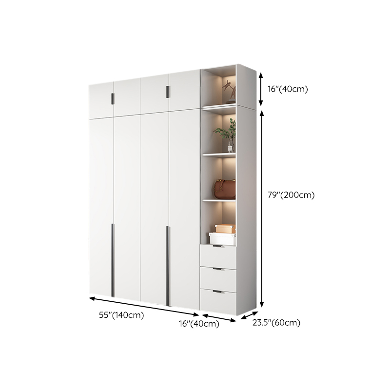 White Wood Wardrobe Armoire with Hinged Doors and Shelves Included - image 30