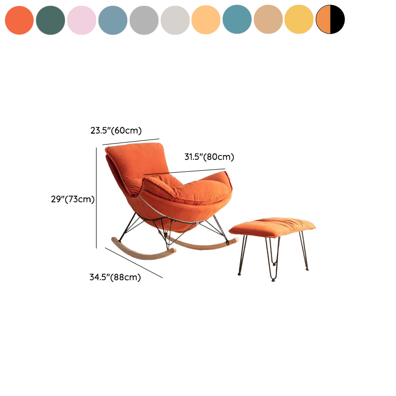 2-piece Stain Resistant Padded Rocking Accent Chair in Apricot Color with Footstool and Lumber Base in a Simple Style - image 18