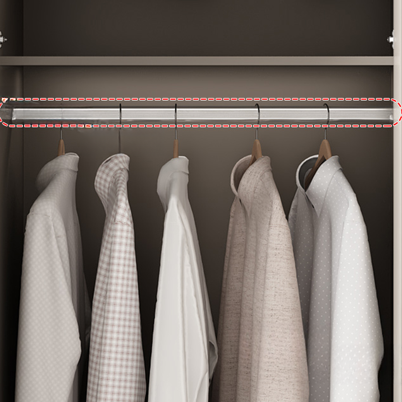 Chalk Modish Laminate Wardrobe Closet with Soft Close Door, Interior Shelves, and Clothing Rod