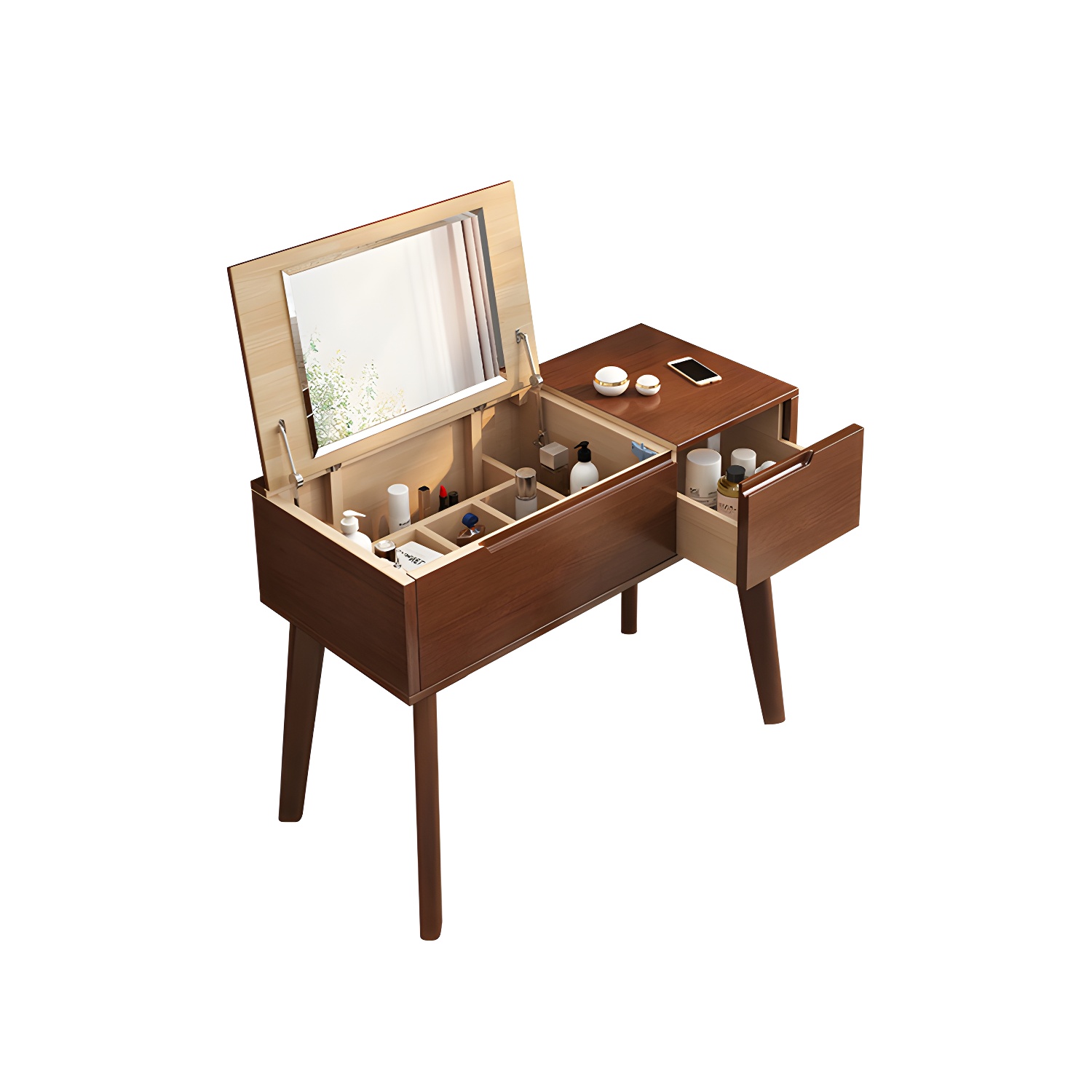 Solid Wood Vanity Dressing Table Scandinavian Flip-Top Vanity Desk - image 8