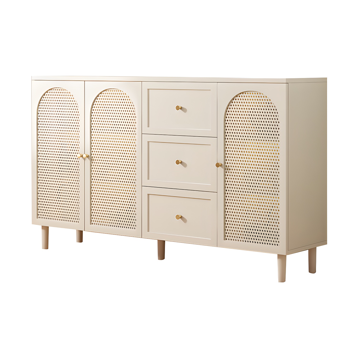 White Modern Sideboard Credenza with Cabinets and Shelves for Storage and Display - image 8