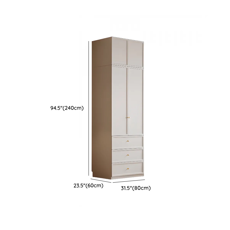 White Minimalist Wooden Wardrobe Closet with Soft Close Drawer, Soft Close Door, Interior Shelves, and Clothing Rod - image 9