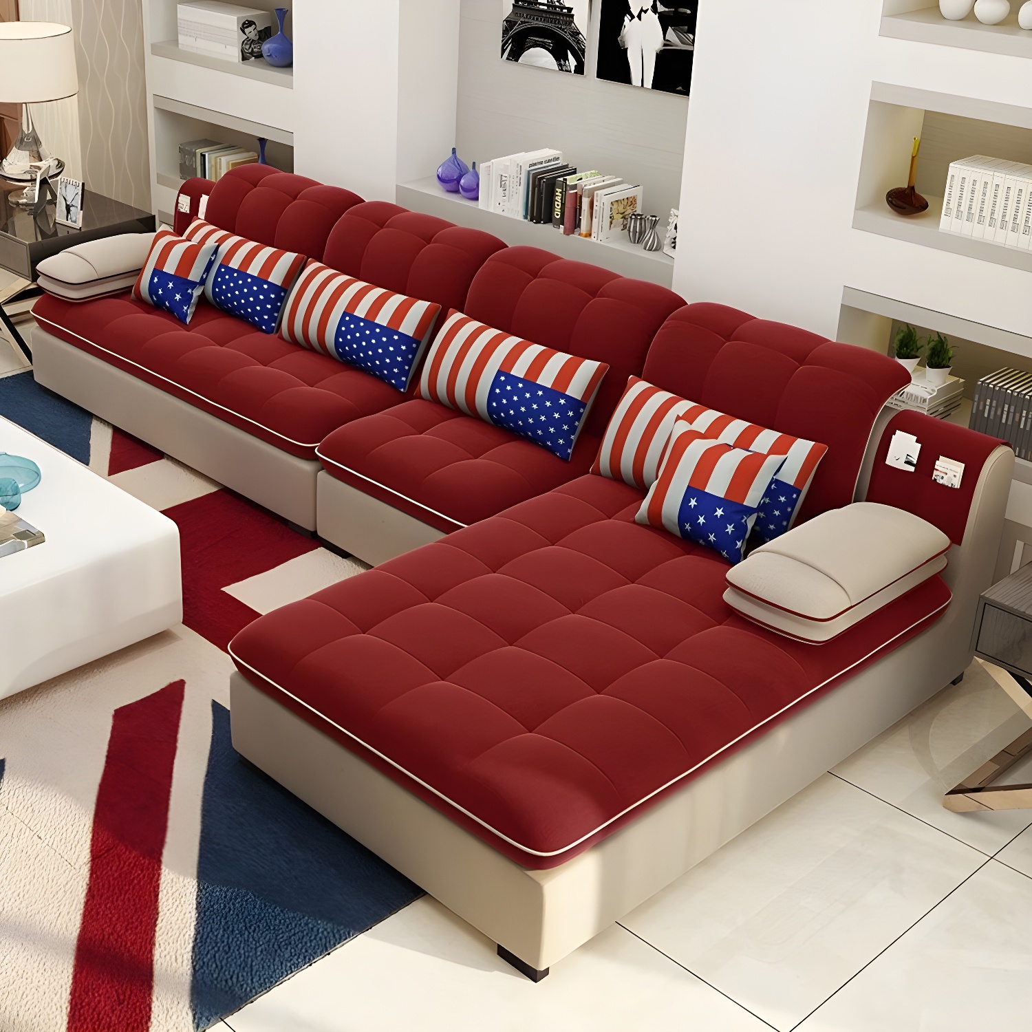 Modern Wood Frame L-Shaped Stationary Sofa Chaise with Adjustable Headrest and Storage Included - image 12
