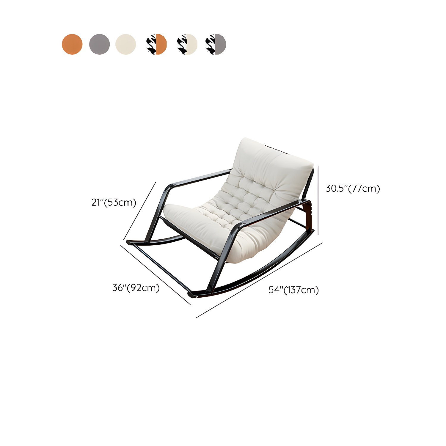 Modern Indoor Rocking Chair with Track Arms, Spindle Back and Metal Legs - image 18