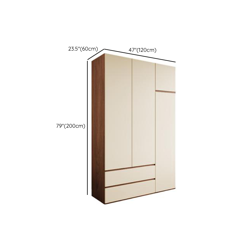 White Minimalist Manufactured Wood Wardrobe Closet with Soft Close Drawer, Soft Close Door, Interior Shelves, and Clothing Rod - image 7