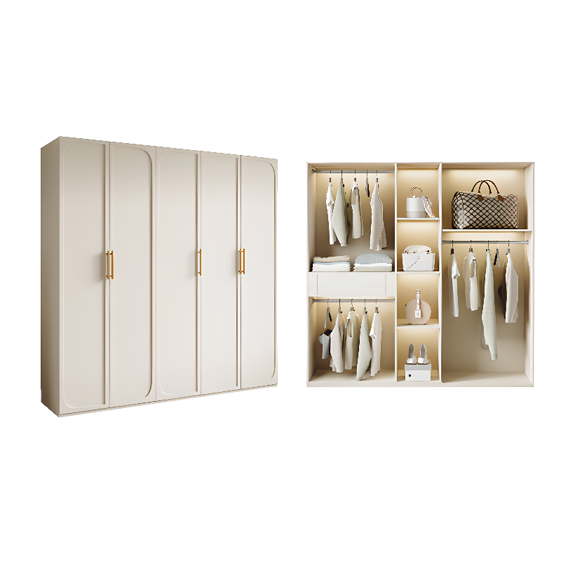 White Minimalist Wooden Wardrobe Closet with Soft Close Drawer, Soft Close Door, Interior Shelves, and Clothing Rod - image 12