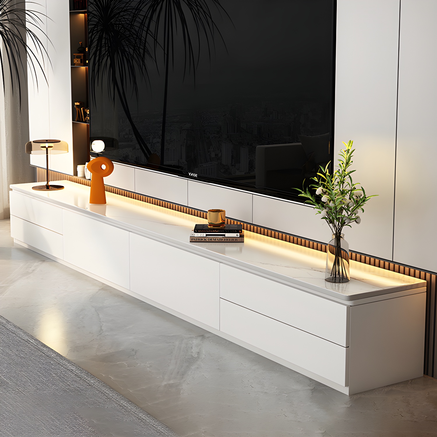 Modern 15.74" H Wood Media Console TV Stand with Drawers and Doors - image 3