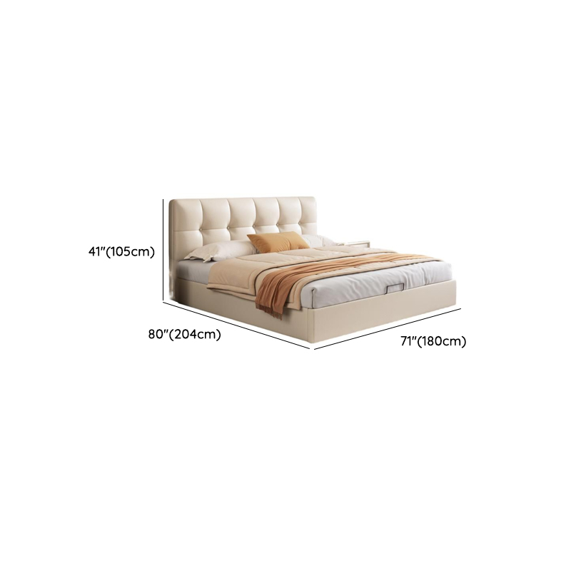 Cream Solid Color Stitch-tufted Storage Platform Bed/Storage Panel Bed with Sponge Filling Headboard Panel, 3 Storage Boxes Included/Not Included - image 8