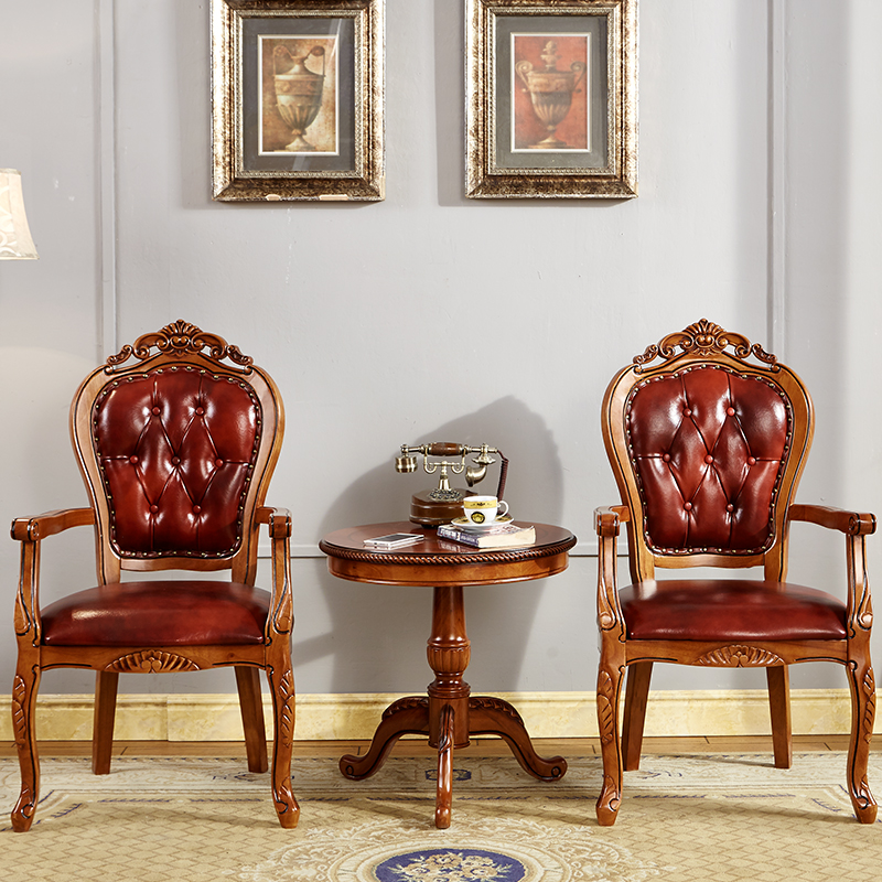 Steady Bordered Leather Upholstered Side Chair/Arm Chair with Wooden Legs and Nailhead Embellishment for Dinette in a Nordic Style - image 6