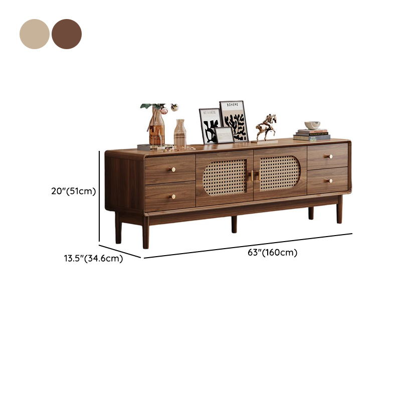 Solid+Engineered Wood TV Stand with 4 Drawers, 2 Cabinets, Cable Management, and Variable Shelf - image 10