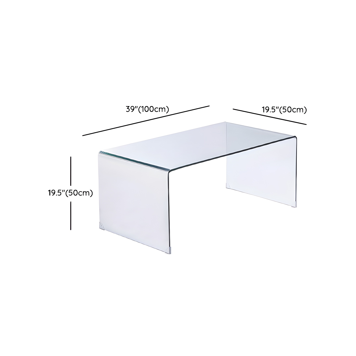 Modern Glass Coffee Table with Transparent Rectangular Top & Sleek Sled Base - image 14