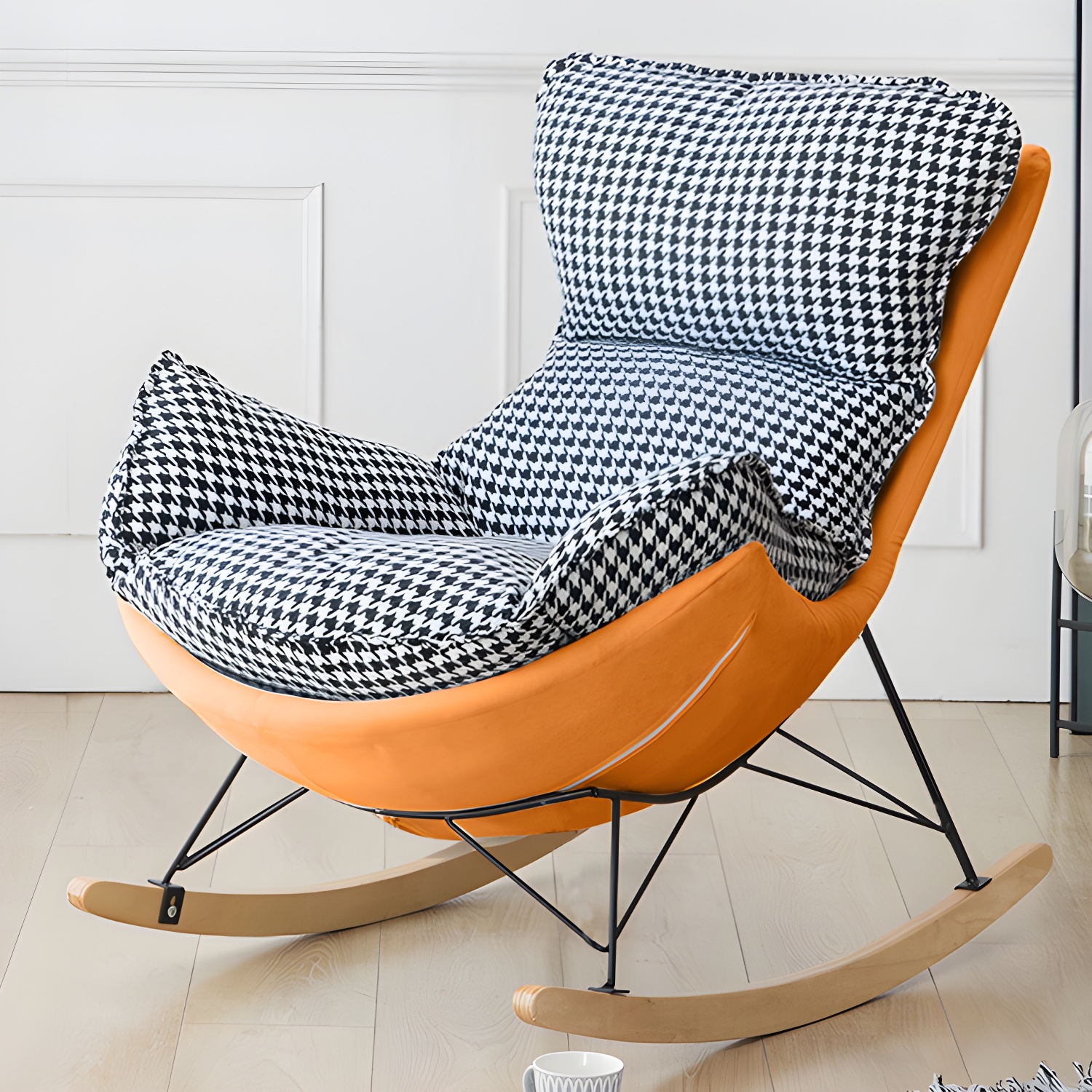 Stylish and Comfortable Modern Upholstered Rocking Chair with Removable Back Cushion - image 8