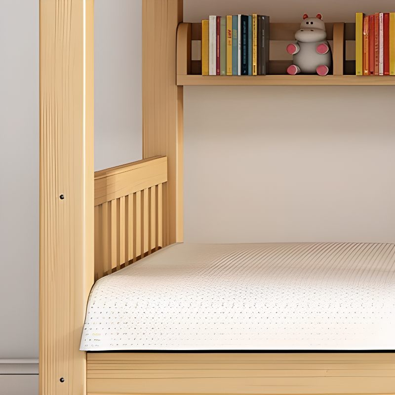 Timber Wood Color Bunk Bed with 2 Storage Boxes, Safety Guardrail & Compartment Bedroom - image 8