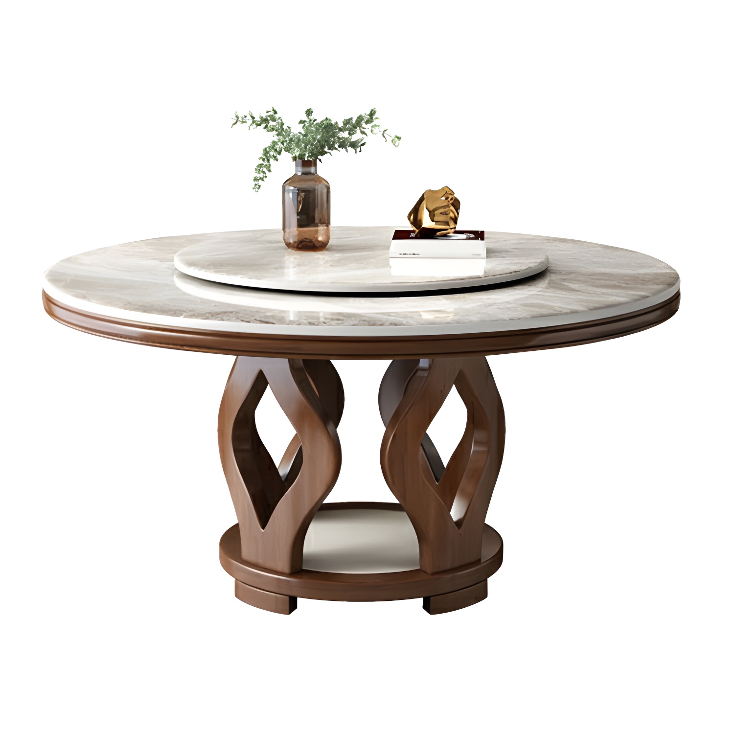 Elegant Medium Wood Round Dining Table Set in Gray with Pedestal Base - image 5