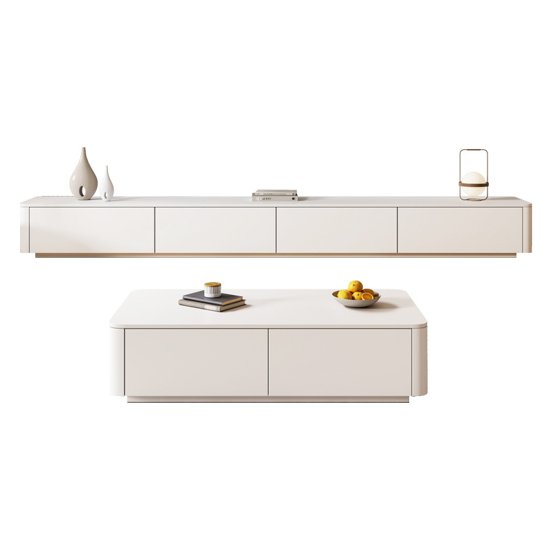 Ivory Rectangular Wall-supported TV Stand with 6 Drawers/5 Drawers - image 5