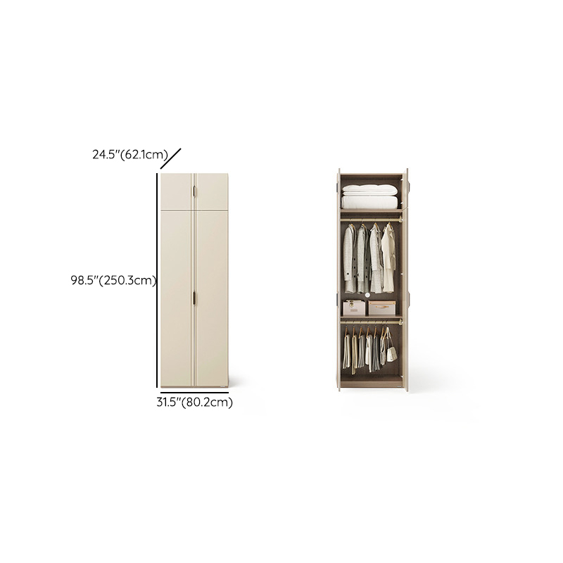 Beige Modish Wooden Armoire Cabinet with Soft Close Drawer, Soft Close Door, Interior Shelves, and Clothing Rod - image 9