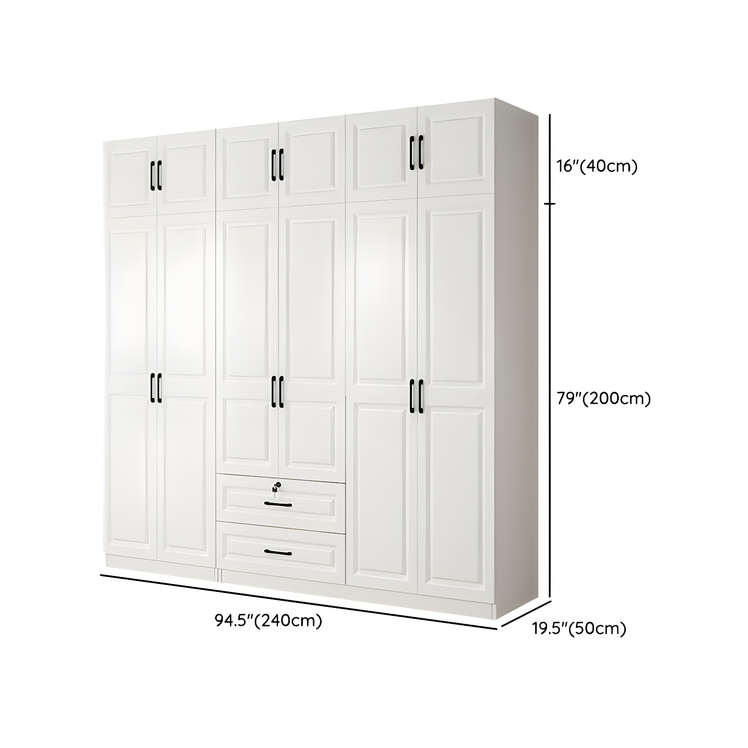 Wood White Modern Wardrobe Armoire with Drawers, Shelves, and Clothing Rod - image 25