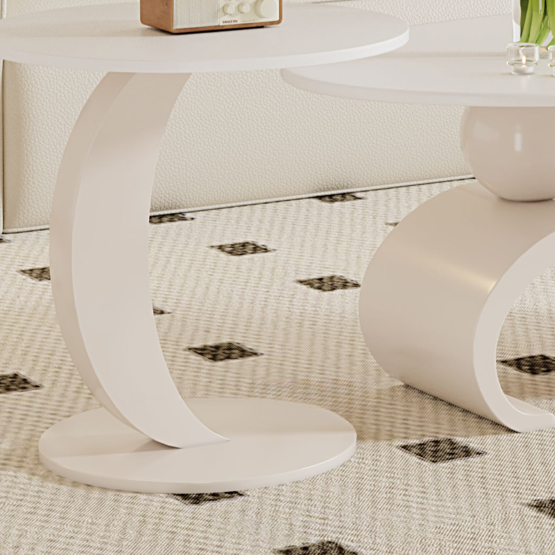 Simple Rock Coffee Table Chalk Scratch-proofed with Oblong/Circular Tabletop & Abstract/Stump Base for Foyer - image 6