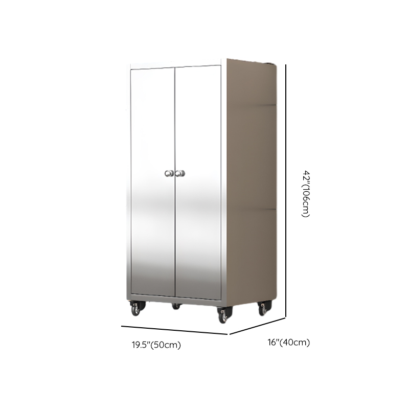 Metallic Sideboard on Roller Wheels with Stainless Steel Countertop - image 17